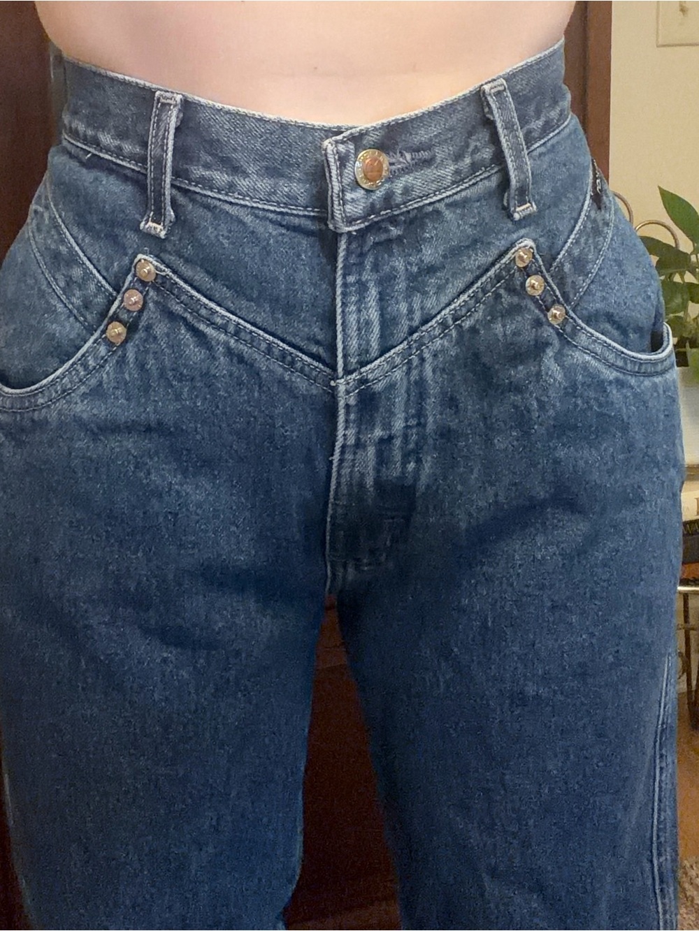 Rockies High-Rise Dark Blue Vintage Women's Jeans with V-Yoke